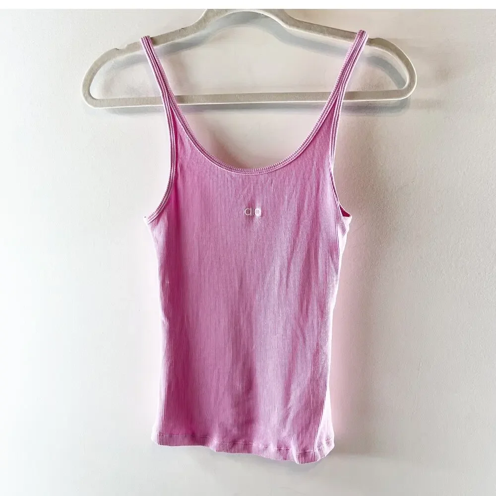 Alo Ribbed Prosper Tank Top Candy Heart Pink Small